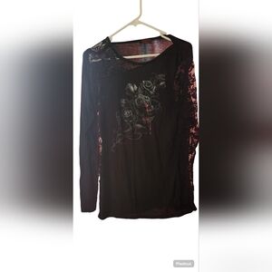 Black Lace Floral Women's Top